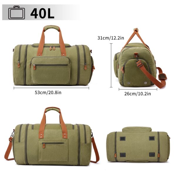 Sport Gym Duffel Bag for Men 40L Travel Duffel Bags with Shoulder Strap Bag Large Capacity Durable Lightweight Bag with Shoes Compartment, Green - Image 4